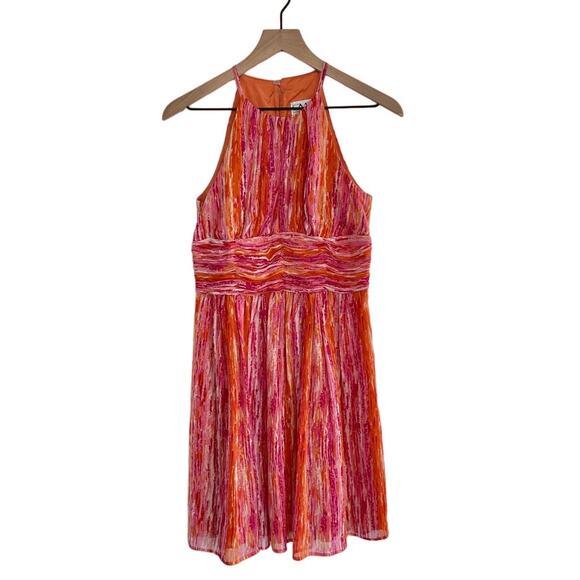 Carmen Marc Valvo Ruched Silk Cocktail Dress Pink Orange Size 2 - Picture 9 of 9